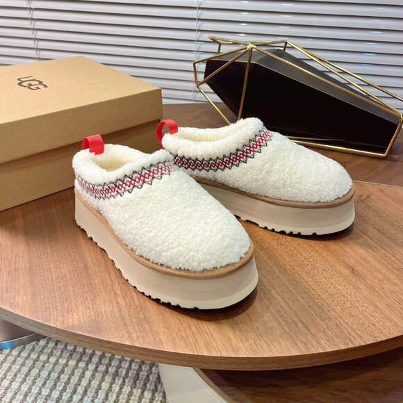 UGG Shoes - Tazz UGG Braid Fur Clog Platform Slippers